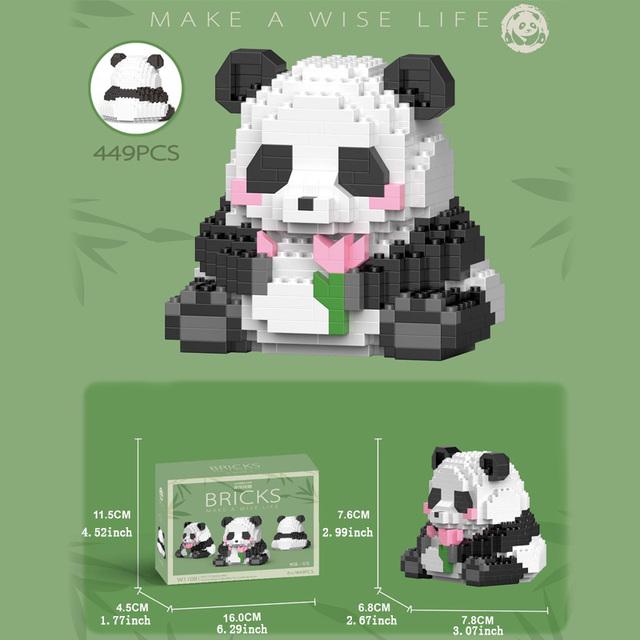Mini Cute Creative Panda Micro Building Blocks 3D Diamond Model Animals Bricks DIY City Construction Toys for Children Kids Gift