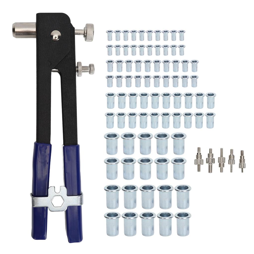 86 st Nitmutterverktyg Pistolkit Nitsats Legerat stål Sortiment för DIY med Låda