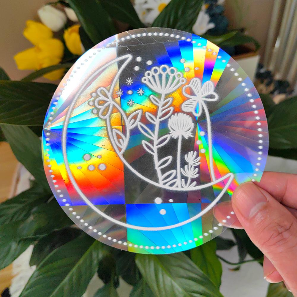 SC031-045 Klistermärken Regnbågsglas Solfångare Anti-kollisionsvarning Dekaler Prismatiska PVC-dekorationer för att Förhindra Stoppa Fåglar
