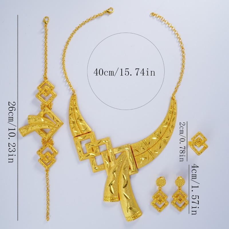 Popular Joyería Dama Exagerado Collar Grande Pendientes Pulsera Anillo Conjunto de Joyería