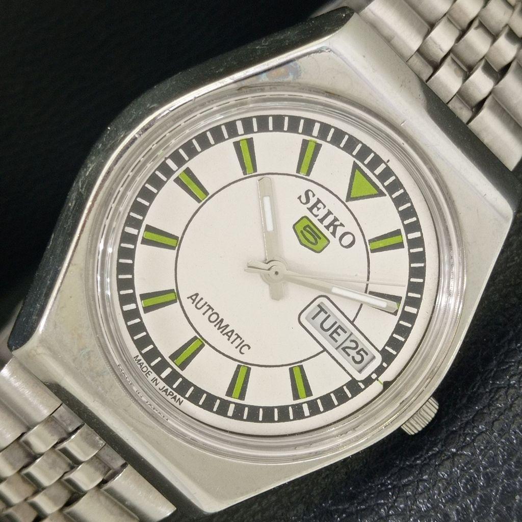 GENUINE VINTAGE SEIKO 5 JAPAN 6309A AUTOMATIC MENS WHITE DIAL WATCH a702718-1 R210-a702718
