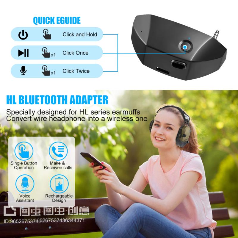 W1 Bluetooth kompatibilní adaptér Kompatibilní pro Walker Series Drátově ovládané k bezdrátovým chráničům sluchu