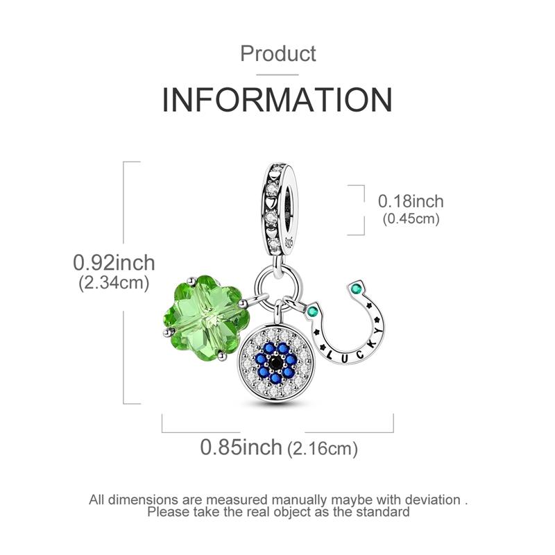 Charms Plata Four-Leaf Clover Eyes Horseshoe Pendants Fit Original Bracelets Charms For Women Jewelry Diy Making Gifts