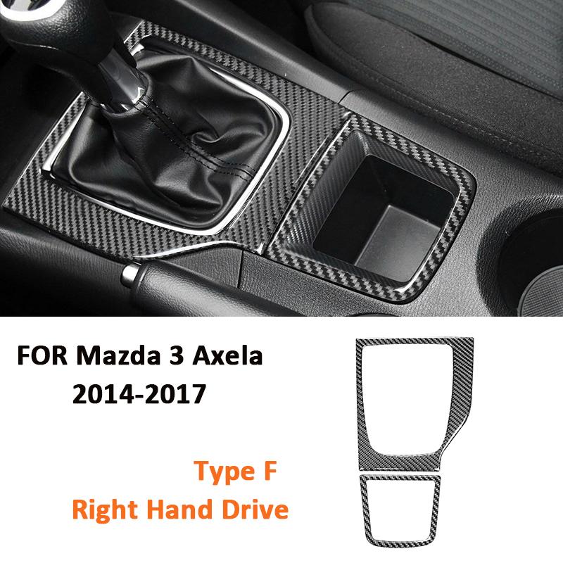 Kolfiber Bil Mittkonsol Växelväljare Panel Trim Ram Dekorationsdekal För Mazda 3 Axela 2014-2017 Tillbehör