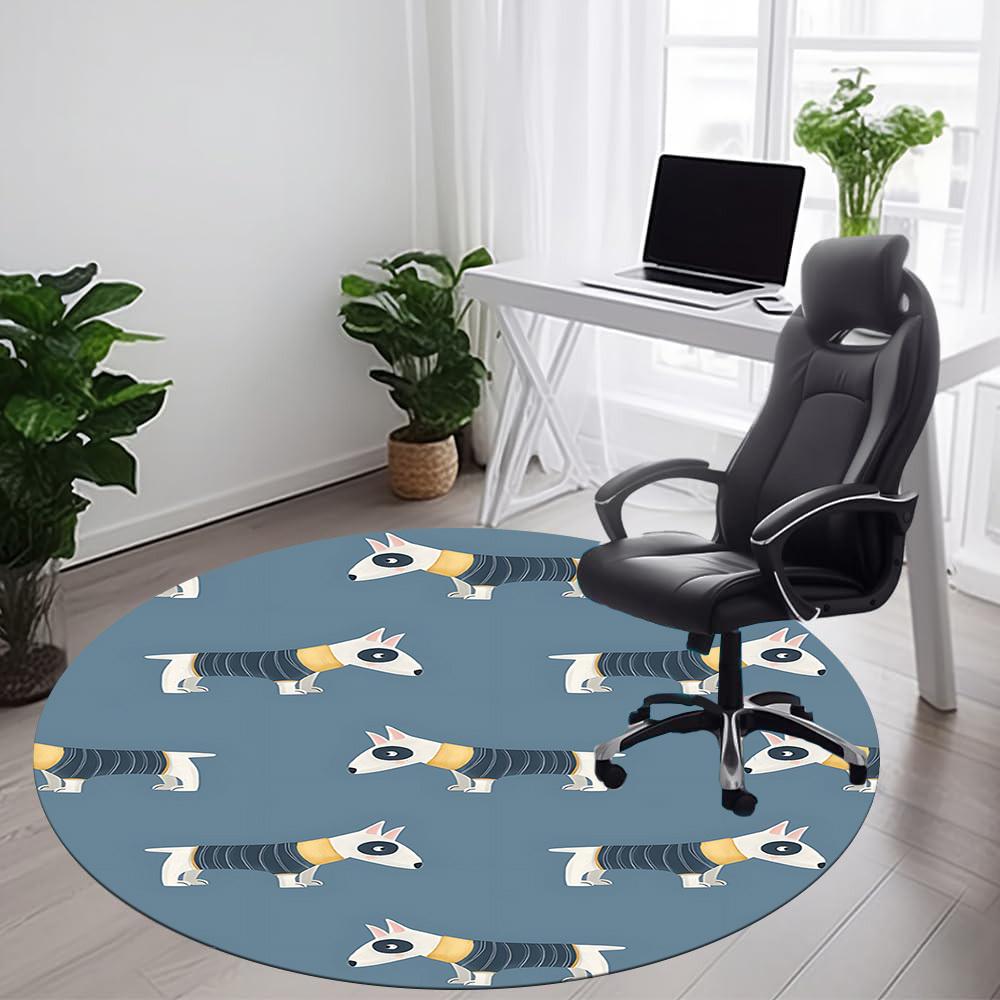 1pc Bull Terrier Pattern Office Round Area Rug, Under Office Chairs Bedroom Living Room Home Decor, Room Deco