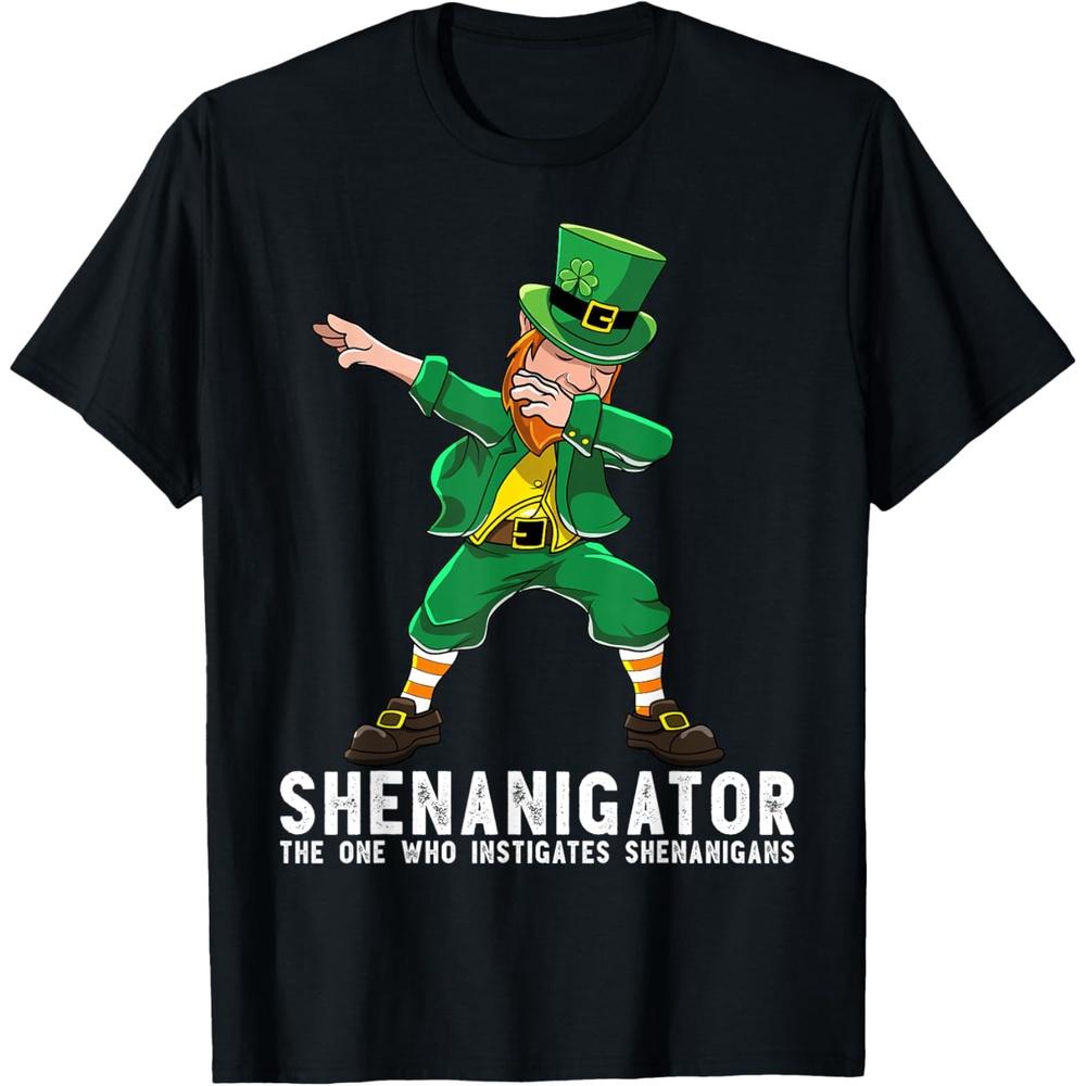 St Patricks Day Shirt men Shenanigator Dabbing Leprechaun Cotton Men T Shirt XXL чёрный