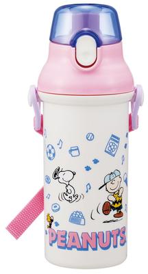 Skater Direct Drinking Water Dishwasher Made In Snoopy Fun Fun for Boys and Children's Bottle, Plastic, 480ml, One-Push Open/Close, Safe, Japan,