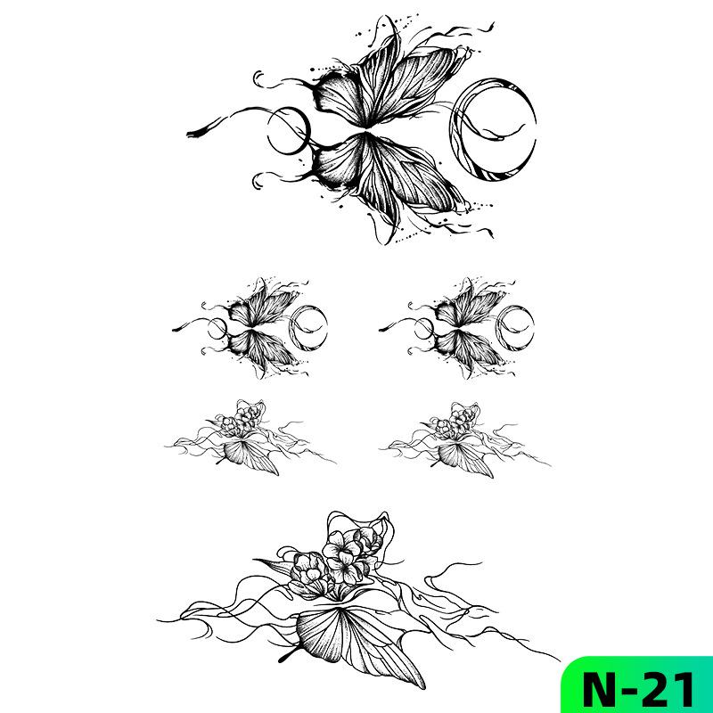 

Травяные временные тату-наклейки «Бабочка»: Полуперманентный, Водостойкий, Стойкий, Маленький дизайн ключицы для женщин.