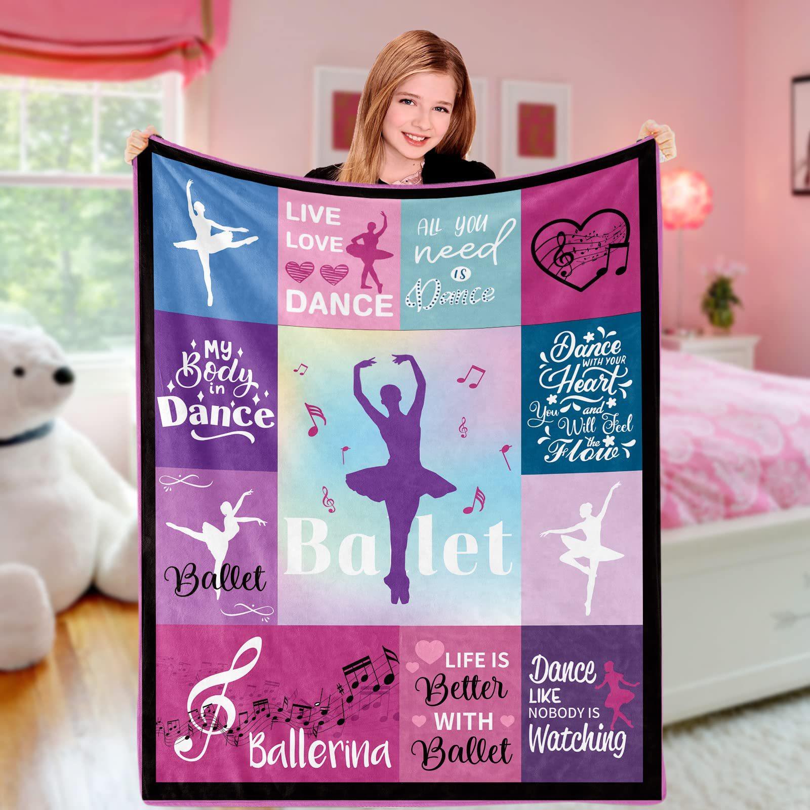 

Girl Ballet Dance Print Flannel Blanket Cartoon Pattern Blanket Nap Blanket 70x100cm