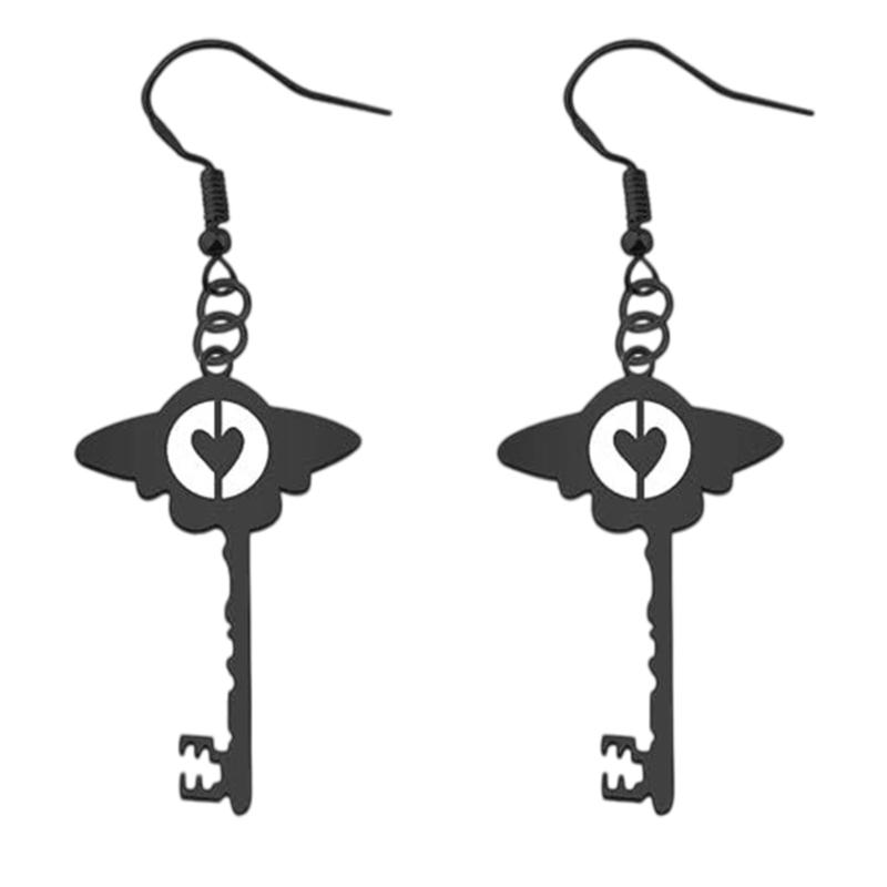 1 пара акриловых сережек в форме крыльев в форме сердца, серьги-ключи для косплея, модные украшения для ушей, серьги-подвески в форме сердца для женщин и девушек 1