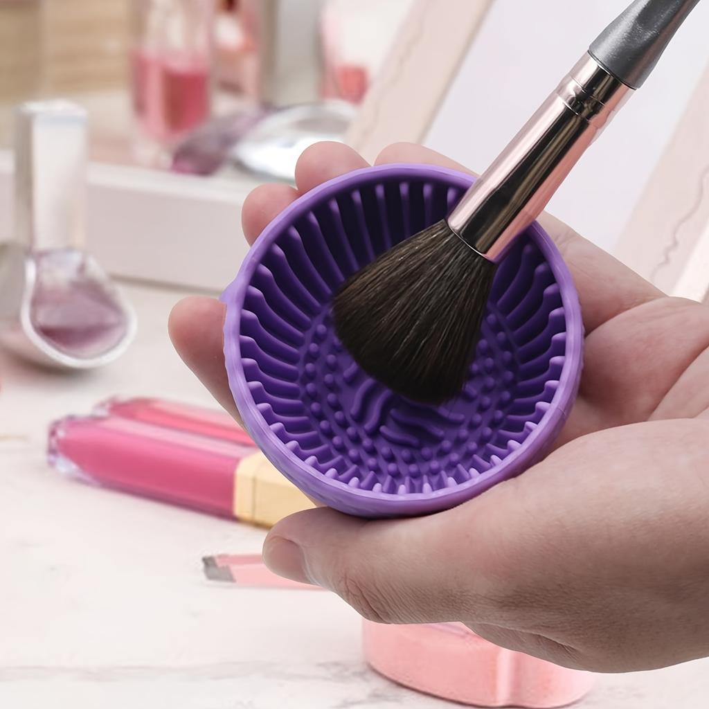 1 szt. Miska do czyszczenia pędzli do makijażu, jednokolorowa silikonowa podkładka do szorowania, silikonowa miska do czyszczenia pędzli do makijażu, mata do czyszczenia pędzli do czyszczenia brwi