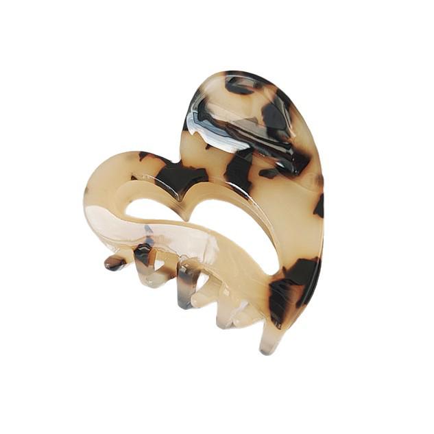Heart-Shaped High-End Leopard Print Hair Claw Clip for Women - Small Acetate Temperament Ponytail Accessory