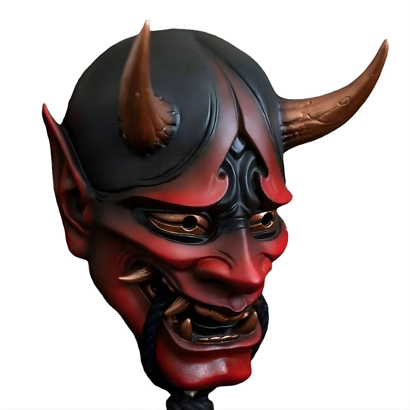 [SESHIS] Oni Mask, Costume, Cosplay, Hannya, Realistic Ghost Face Rubber Mask, Festival, Red