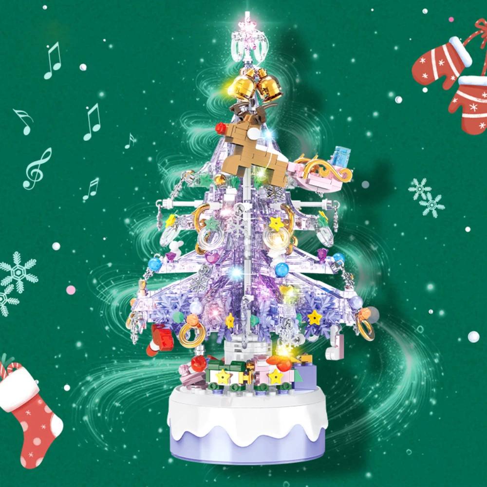 738 STÜCKE Lila Weihnachtsbaum Spieluhr Block mit Lichtern und Spielzeug Erwachsene Kind Wohnkultur Weihnachten Geburtstagsgeschenk