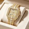 Women's watch, elegant square design, set with zirconia, quartz movement, with calendar function, elegant and fashionable. Ideal