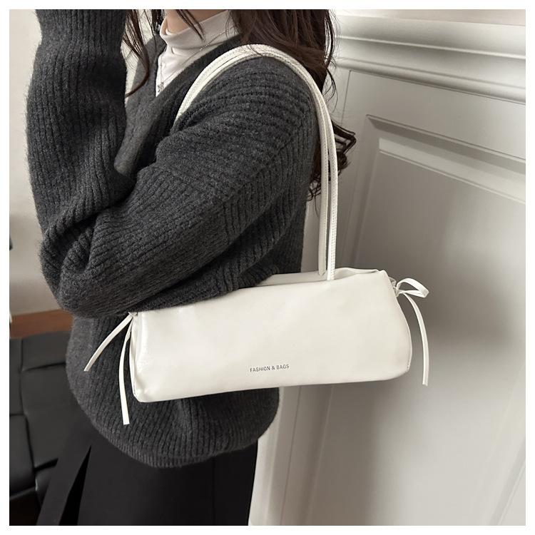 Vintage Solid Color Women Soft Pu Shoulder Bags Simple Ladies Underarm Bag Versatile Portable Female Pillow Handbags Purse