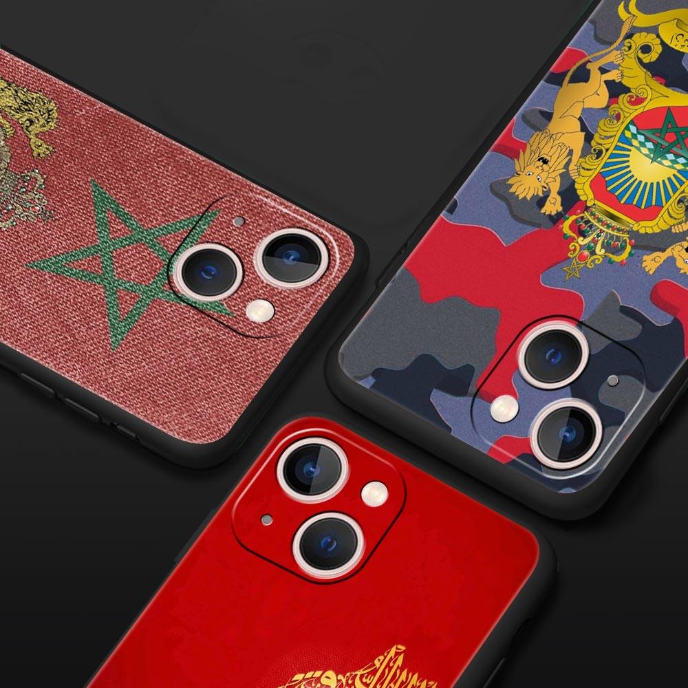 Moroccan Flag Maroc Morocco Passport Phone Case For iPhone 17 16 15 Pro Max 11 12 13 14 7 8 Plus SE 2020 X XR XS Cover Black