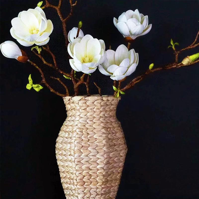 1Pcs Dry Flowerpot Woven Flower Vase Woven Basket Rattan Holder Lincao Vase Grass Woven Vase