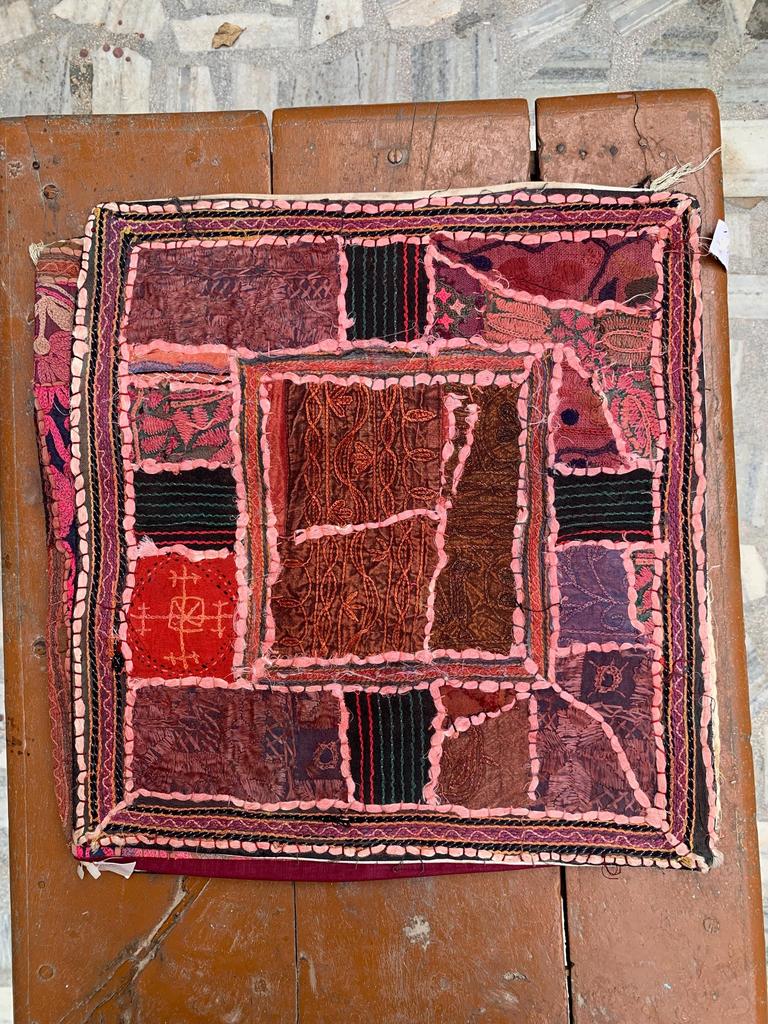 Hand Embroidered Cotton Pillow Cover: Bohemian Decorative Cushion