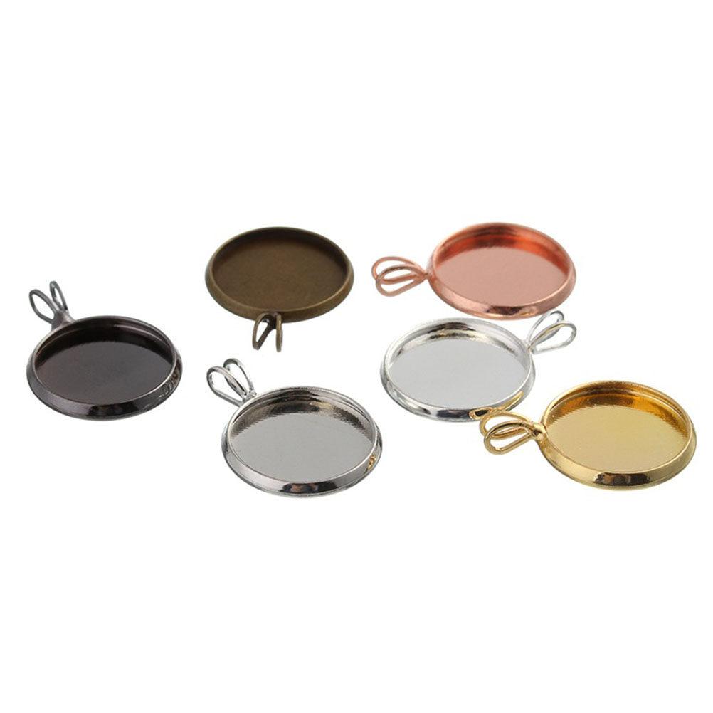 10Pcs Round Pendant Trays 10Mm Copper Plated Vintage DIY Jewelry Bezel Tray Pendants for Resin Crafts Gifts Making Accessories