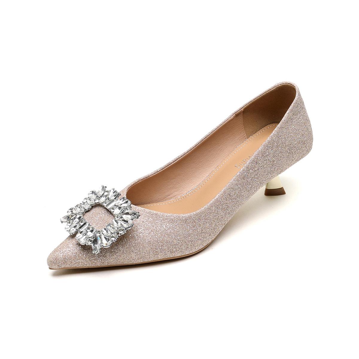 

Weiwei girl 739-6 остроносые одинарные туфли женские с неглубоким горлом и стразами на высоком каблуке не утомляют ноги темперамент тонкий каблук свадебные туфли со стразами 42 золотой