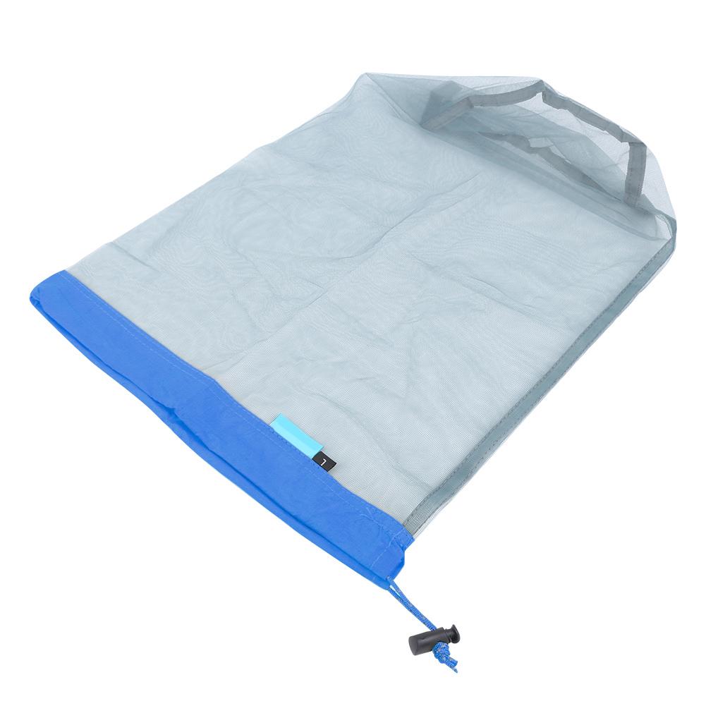 Outdoor Camping Netz Aufbewahrungstasche Tragbarer Kordelzug Reiseflasche Werkzeug AufbewahrungstascheL Blauer Rand