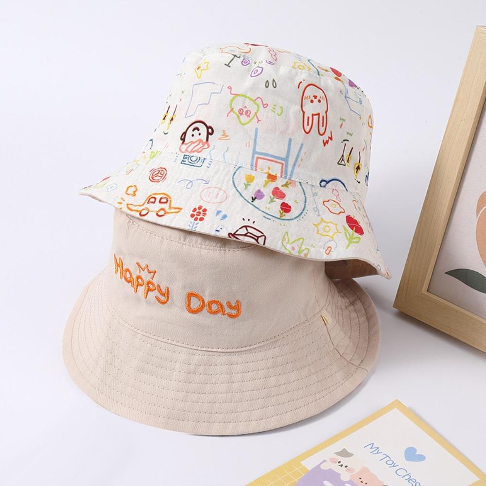 

Korean Style Double Sided Kid Sunhat Breathable Children s Fisherman Hat Cute Baby Shading Hat Boy 54cm-Style 3