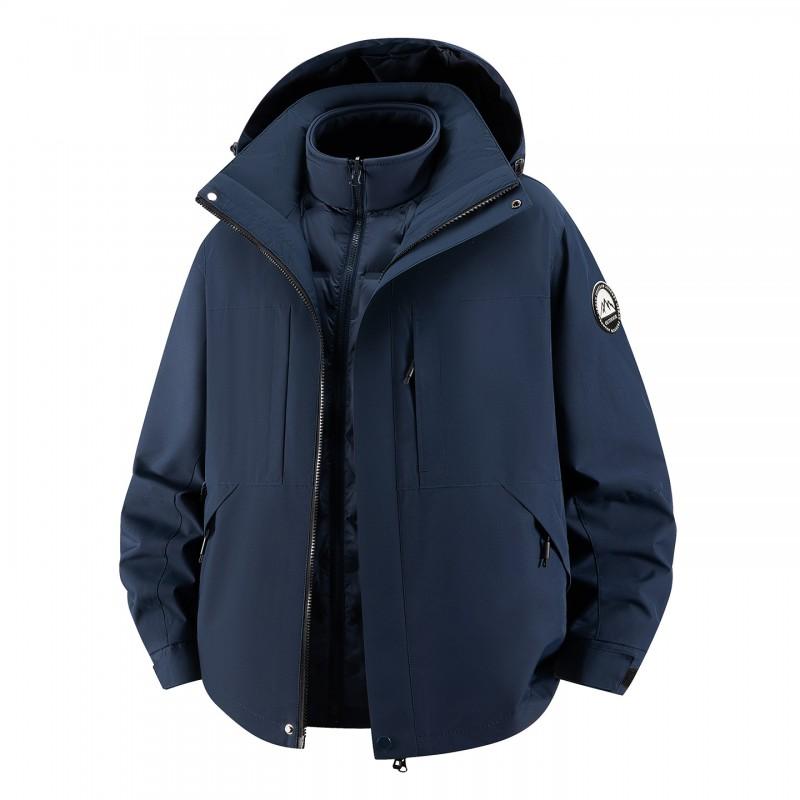 Men Women 3-in-1 Outdoor Waterproof Windproof Jacket With Detachable Down Inner Layer Hiking Camping Winter