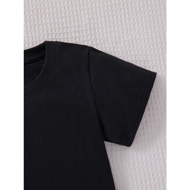 European Size Boys Round Neck Short Sleeved T Shirt with Unique English Print