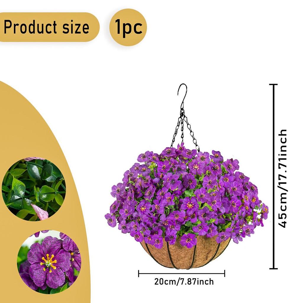 Spring Violet Eucalyptus Hanging Basket Pendant for Home Decoration