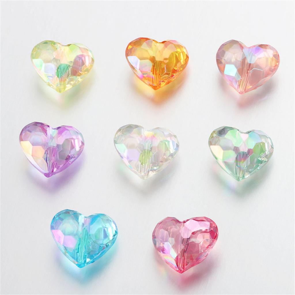 TX27 20pes Aerylic Heart Beads Tranaparent Loose Spacer Beads DIY JewelryMaking Pendants Neaklace Bracclet Needlework Material