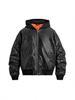 Herren Wintermode Lockere Kapuzenjacke aus Kunstleder 8491706