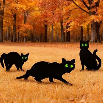 Vonkajšia čierna mačka Halloween Záhradná vkladacia karta Dekorácia