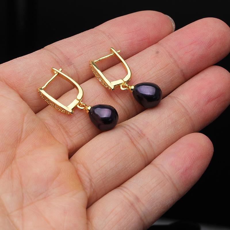 New Real Pearl 925 Sterling Silver Drop Earrings For Women Fashion Zircon Dangle Earrings Natural Freshwater Pearl Jewelry Hot