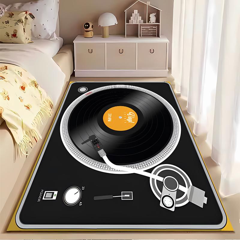 Retro Vinyl Record Design Rug Non-slip Rug Suitable for Living Room and Bedroom Sofas.