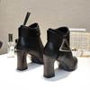 Korean Style Women's Pointed Toe Short Boots with Chunky Heel, Metal Buckle, Side Zipper, Plus Size - Perfect for Autumn and Winter.