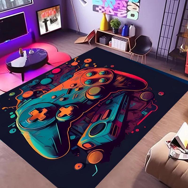 HD Home Area Gamer Rugs with Game Controller Design,Non Slip Floor Mats for Kids, Carpet for Decor Living Bed Playrooms Kitchen
