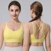 Color Block Criss Cross Back Women Push Up Sports Bra For Yoga Running Fitness