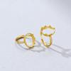 Gold-Plated S925 Sterling Silver Geometric Hollow Ring for Women - Handmade Fashion Trend Style, Unset 10x14.