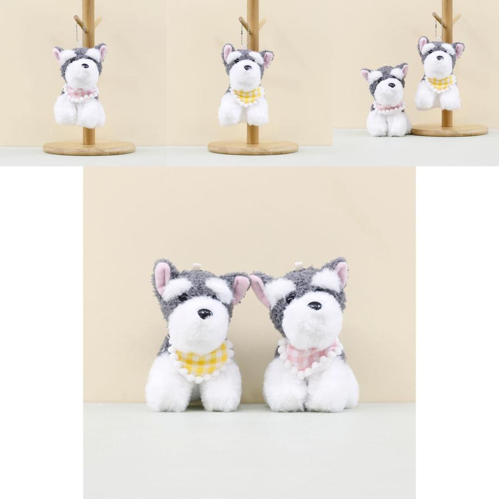 Cute Schnauzer Dog Plush Keychain Fluffy Toy Bag Charm West Highland Terrier