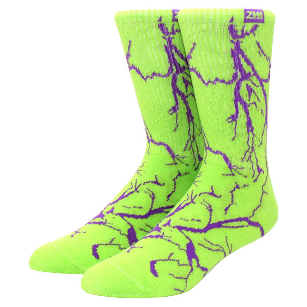 1 paire de chaussettes amusantes de skateboard hip hop à carreaux et flammes éclair pour hommes