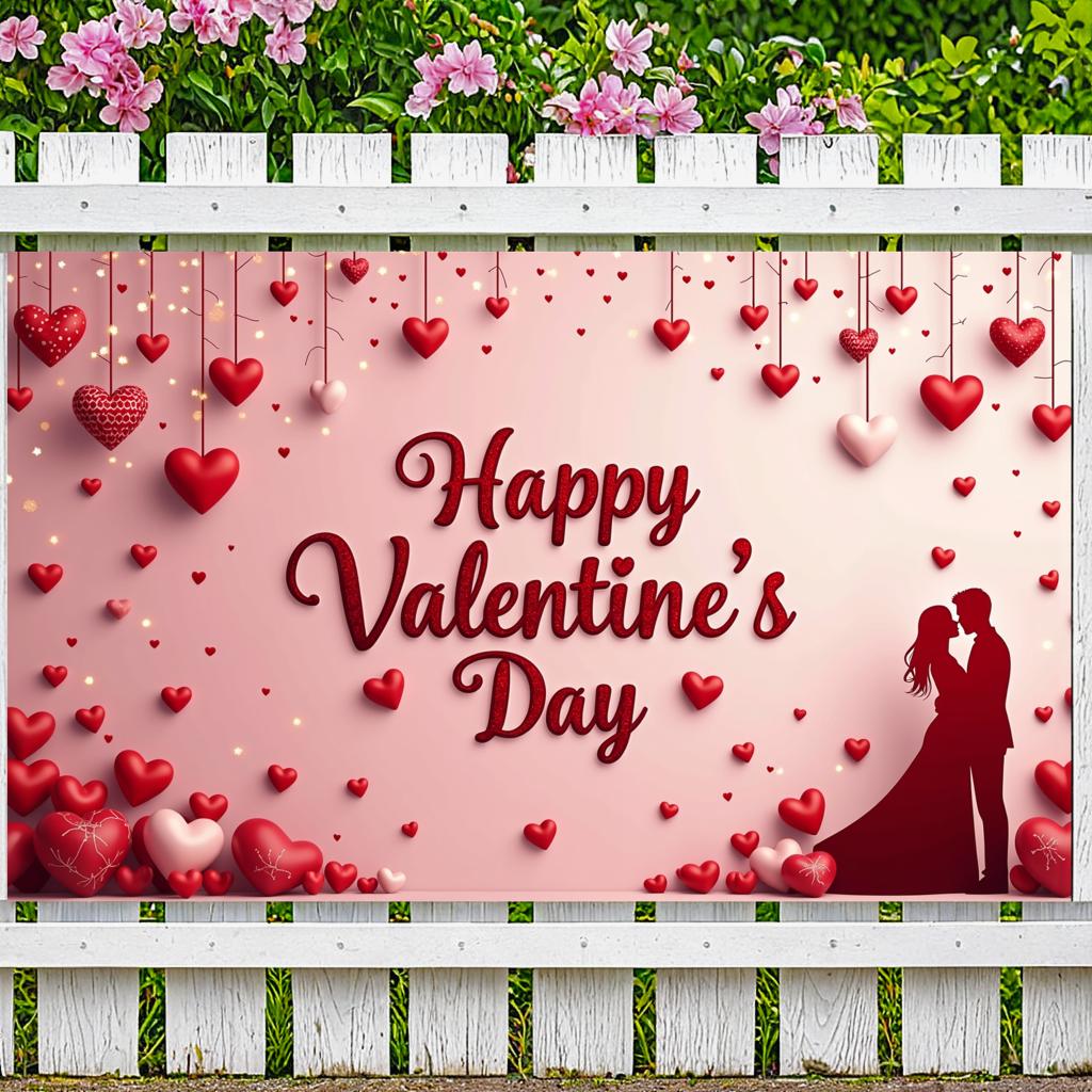 Backdrop Hearts Delightful Red Couples Photography backdrop Beautiful Love banner for Celebration