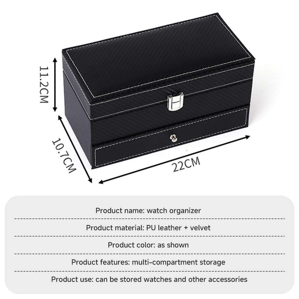 Watch Storage Box Jewelry Container Large Capacity Double Layer Storage Box Watch Holder Rings Bracelets Glasses Organizer
