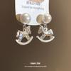 Natal Year Silver Needle Pearl Pony Pendant Earrings New Simple and Fashion Earrings Light Luxury High-end Earrings