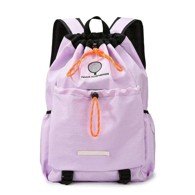 

Легкий спортивный рюкзак-мешок на шнурке для бадминтона - Большая вместимость для поездок на работу или в школу фиолетовый