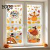 Fall Window Decoration Supplies 4 Sheets Thanksgiving Static Stickers, Decorative Vinyl Decals, Autumn Turkey Harvest Festival Art Maple Leaves