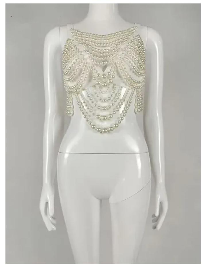 Sexy Accessoires Damen Bikini Perlen Brustkette Körperkette Schmuck Komplett Handgefertigt BH Mit Fransen Für Strand Nachtclub Taillenkette