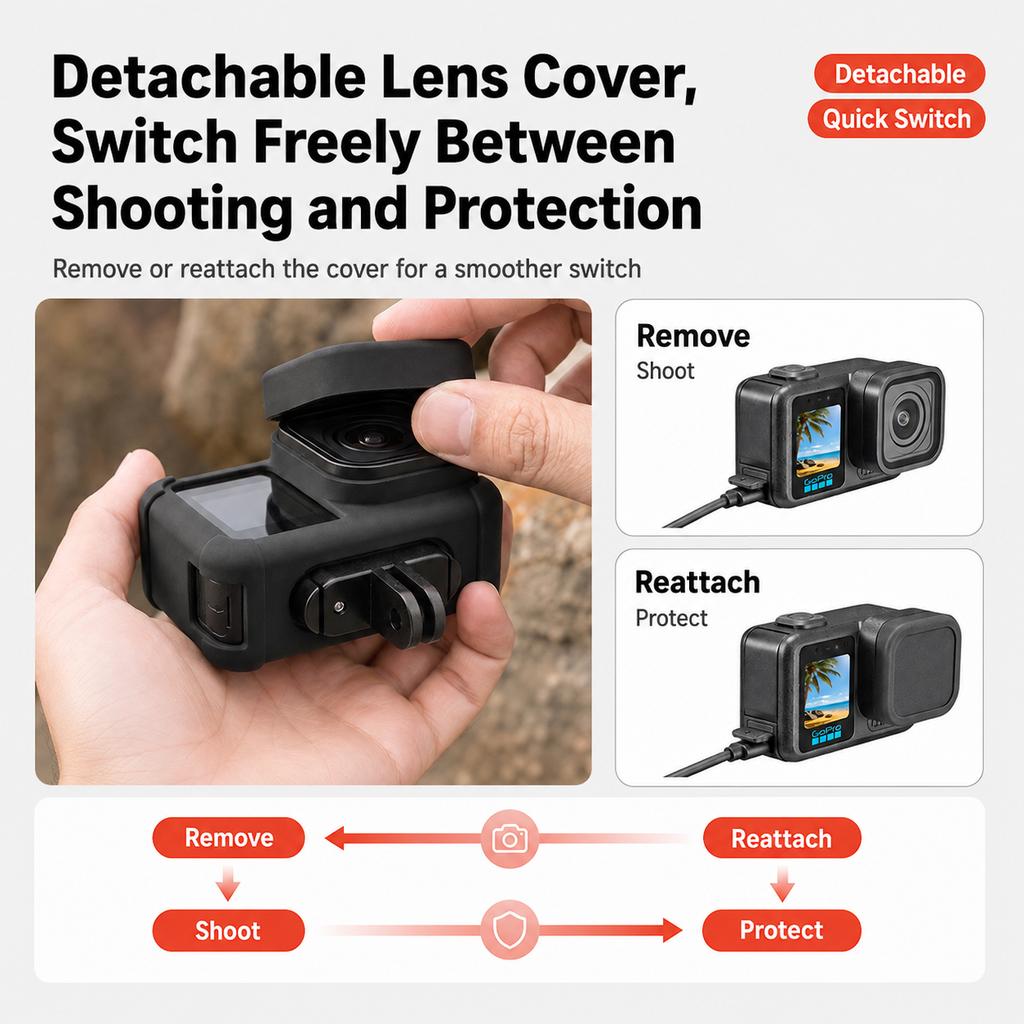 Silikonhülle für GoPro Mission 1/1 Pro Zubehör Gehärtetes Glas Bildschirm Objektiv Schutzabdeckung Halterung Anti-Drop Gehäuse Weiche Hülle