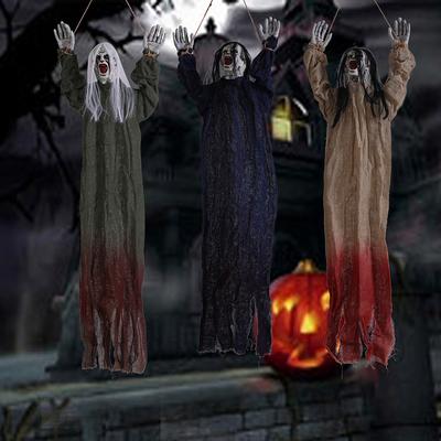 Horror Halloween Hanging Decor Set Realistic Long-Hair Floating Ghost Terrifying Crawling Phantom for Party Haunted Attractions