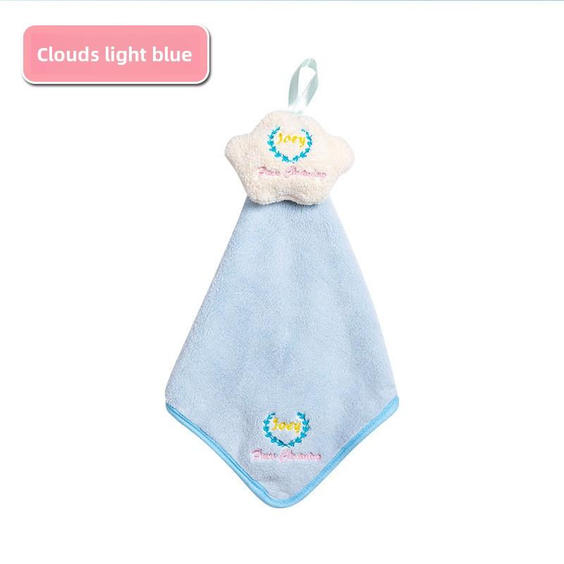 Cute Pig Embroidered Hanging Hand Towel, Absorbent Coral Fleece Kitchen Towel, Dish Cloth